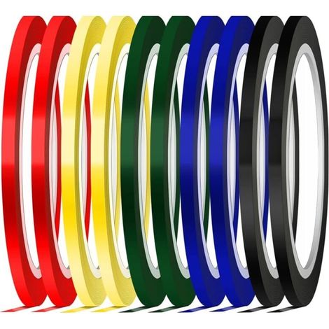 [NEVER USED] Marking Tape, 5 Colors, Self-Adhesive Tape, 3 mm Width, Graphic Tape, Colored Tape (10 Pack) (1/4)