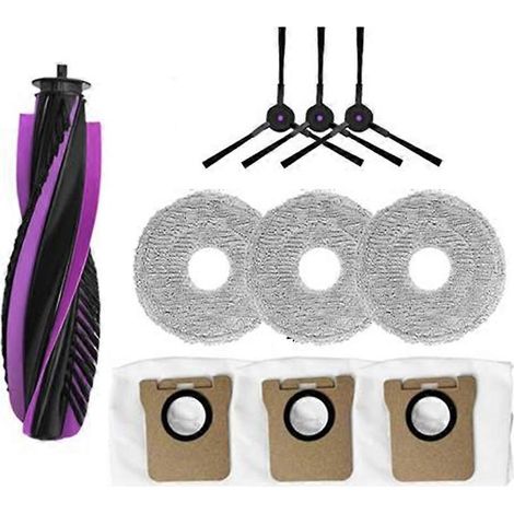 Packung mit 10 Ersatzteilen für den JONR P20 PRO Saugroboter: Hauptbürste, Seitenbürste, Reinigungstuch und Staubbeutel.