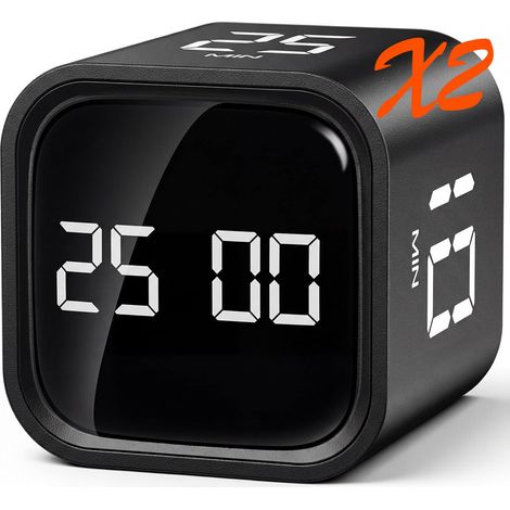 HAUSPROFI 2Pcs Cube Pomodoro Timer, Gravity Sensor Flip Timer with 4 Preset Modes 5/10/25/50 Min, Custom Countdown, Rechargeable with Vibration & Sound Alert, LED Focus Timer for Studying, Productivit (1/5)