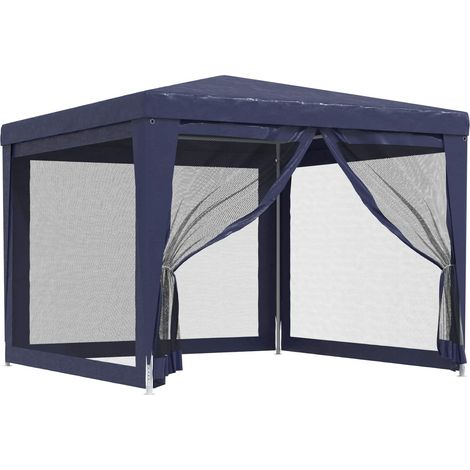 Tenda per Feste con 4 Pareti Laterali in Rete Blu 3x3 m HDPE vidaXL