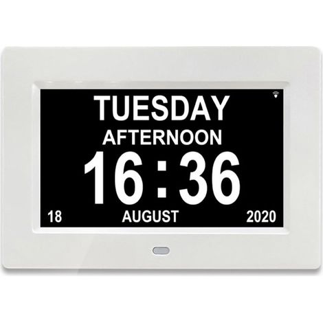 Horloge Digitale Avec Jour Et Date - Écran 7 Pouces HD - Affichage Clair Pour Personnes Âgées - Montage Murale Ou Sur Table - 1 Pièce (1/5)
