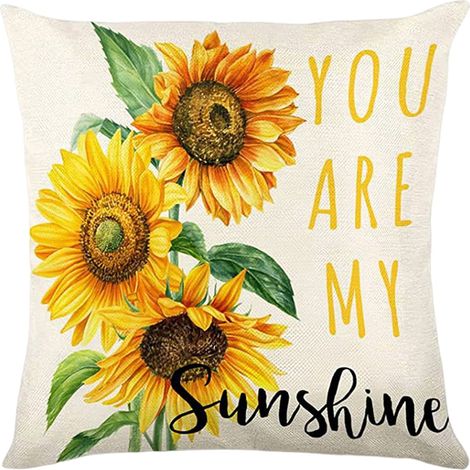 Housse De Coussin - Motif Tournesol - Pour Intérieur Et Extérieur - En Lin - 45 x 45 cm - 1 Pièce (1/3)