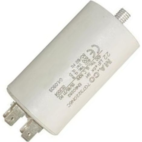 Ersatzteil - Dauerkondensator 22uf 450v -  - WHIRLPOOL, LACO, FAR, MARKLING, BOMPANI, CURLING, SOGELUX, HOOVER, CURTISS, BLUESKY, UNICLINE, FRANCIA, RECTILIGNE, ARDO, NEWPOL, AIRPORT, KNEISSEL, PERFEK