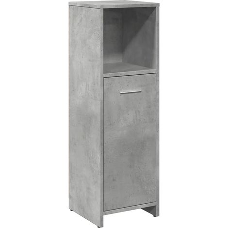 Mobiletto da bagno dal design moderno con pratico spazio contenitivo 30 x 30 x 95 cm in legno grigio cemento 020050716