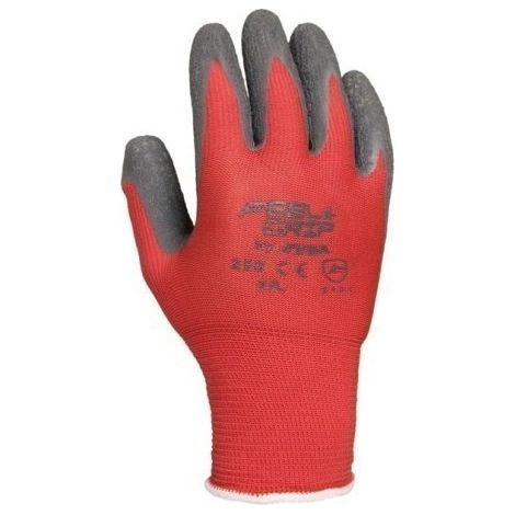 H256/7 GUANTE POLIESTER PALMA RECUBIERTA DE LATEX RUGOSO ROJO/NEGRO CON CARTONCILLO - JUBA