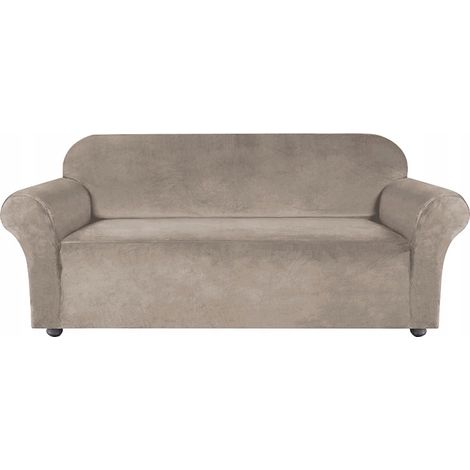 BEIGE CAPPUCCINO SAMT 3-SITZER SOFABEZUG [22Z3]