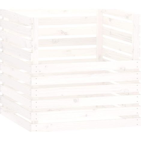 Composteur Blanc 80x80x78 cm Bois massif de pin