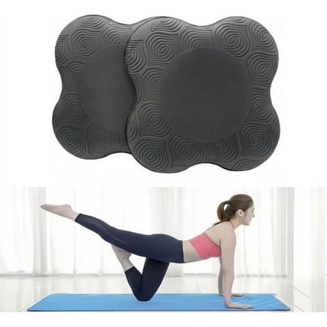 Lot de 2 genouillères de yoga - Accessoires et aides de yoga unisex, adaptés au yoga au sol et au Pilates - Noir (1/5)