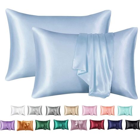 Lot de 2 taies d'oreiller satin 50x75cm – Protection cheveux et peau – Lavable en machine – Entretien facile (1/5)