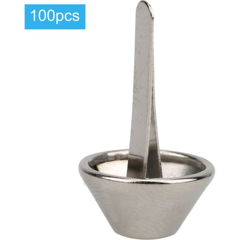 100 rivets plats en forme de champignon, en fer blanc argenté, pour la confection de sacs à main et autres loisirs créatifs en cuir. (1/5)