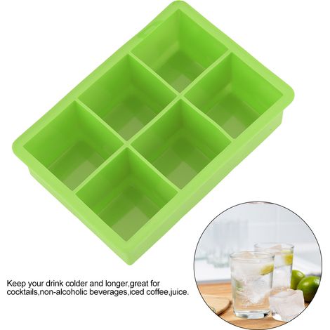 Silikon-Eiswürfelform mit 6 Mulden, Schokoladen- und Bonbonform, praktisches Küchenutensil, grün. (1/5)