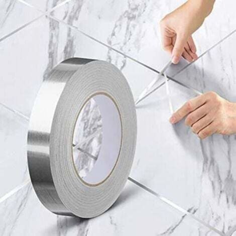 1pc Rouleau Adhesif Decoratif, Ruban Dalle PVC adhesive de Sol, Imperméable de Sol Moisissure Bande Adhésive pour Sols, Murs, Plafonds, Portes et Fenêtres, Home Déc ( Argent,2cmx50m ) (1/4)