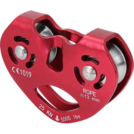Poulie de levage robuste en alliage d'aluminium 25KN à rotation unique pour escalade (rouge) (1/5)