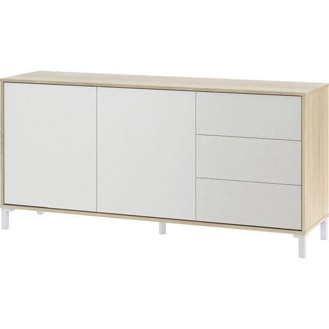 1PZ KIT CREDENZA BROOKLYN 2 ANTE + 3 CASSETTI CANADIAN/BIANCO ARTIK (1/3)