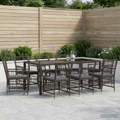 vidaXL Juego de comedor para exteriores 9 uds. Negro ratán sintético (1/5)