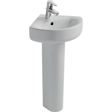 Ideal Standard Concept Arc Corner Basin and Full Pedestal 450mm Wide 1 Tap Hole (1/2)