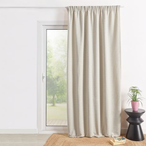 Rideau jacquard en tissu bouclette Ecru 140x260 cm (1/2)