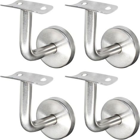 Support de Main Courante Inox 304 pour Rampe d'Escalier, Fixation Murale, Lot de 4, Argenté (1/4)
