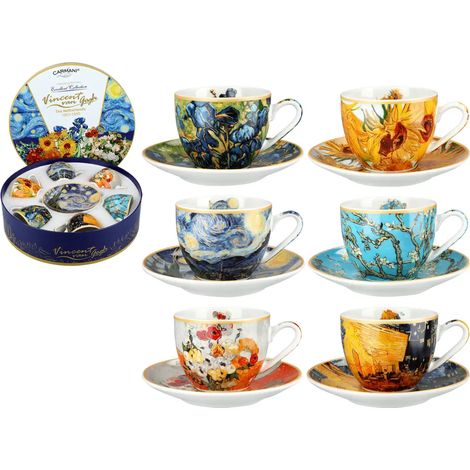 Juego de 6 tazas de espresso Carmani en caja redonda - V. van Gogh (1/4)