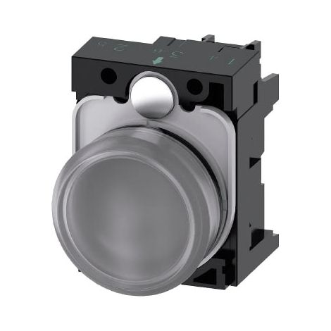 Indicatore Luminoso, 22mm, Rotondo, in metallo, trasparente, lente liscia, con supporto