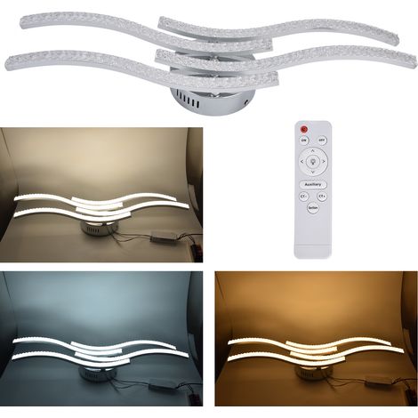 LED-Deckenleuchte mit Fernbedienung und dreifarbigem Dimmer, moderner und minimalistischer skandinavischer Stil, vierarmige, wellenförmige Wandleuchte für Schlafzimmer, Wohnzimmer, Büro, Esszimmer, sc (1/5)