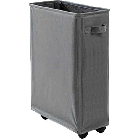 Panier à linge 4 roues avec poignées en tissu Oxford, bac de rangement gris foncé pour affaires domestiques (1/5)