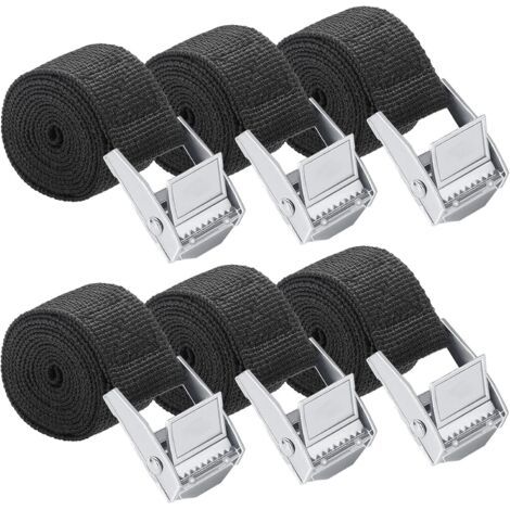 6 Pcs Sangle à Cliquet 25 mm1 m Sangles d'Arrimage avec Verrou de Serrage Sangle de Serrage Sangle Moto Remorque en Nylon Sangle de Fixation Réglable pour Camion Moto Voiture Vélo Transport, Noir (1/5)
