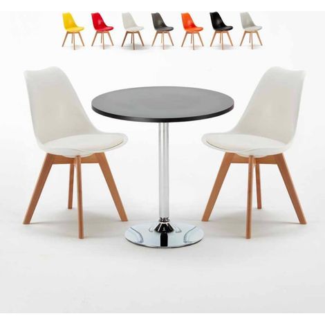 Mesa Redonda Negra Con 2 Sillas De Colores Interior Bar Nordica Cosmopolitan - Blanco (1/5)