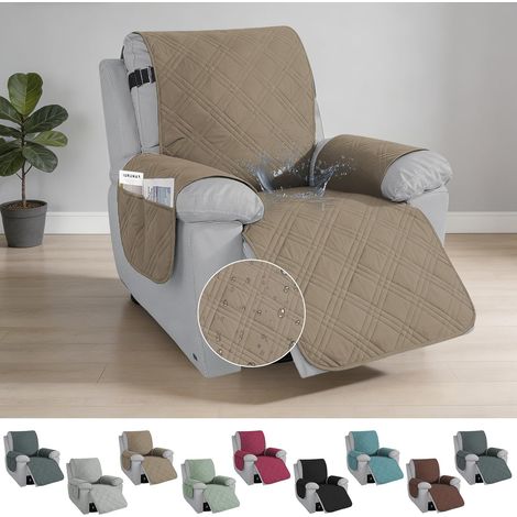 Sesselschoner für Relaxsessel, 100% Wasserdicht Sesselbezug mit Armlehnen und Taschen, Fernsehsessel Schutzbezug für Hunde Haustiere, Schutz vor Schmutz und Kratzern (1/5)