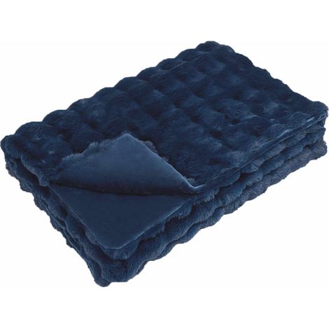 Couverture antidérapante en fausse de lapin Olite Bleu Marine