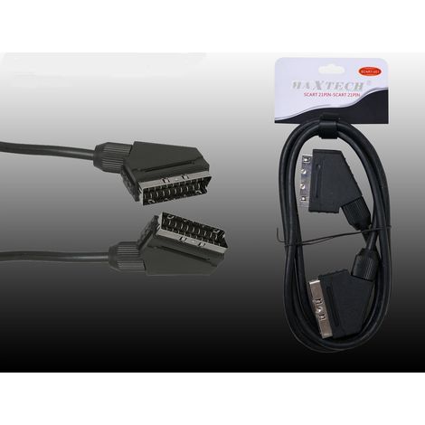 Trade Shop - KABELSCHNUR SCART TV-BUCHSE DIGITAL-DECODER DVD-PLAYER VHS 21-PIN MAXTECH SCART-001 - (1/3)
