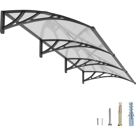 300x100cm Marquise de Porte Extérieure, Auvent Polycarbonate Anti-UV (1/5)