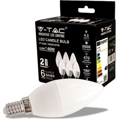 LED LAMPADINA 4.5W E14 CANDELA 6500K  6 PCS/PACK                                                         - Luce FREDDA (1/7)
