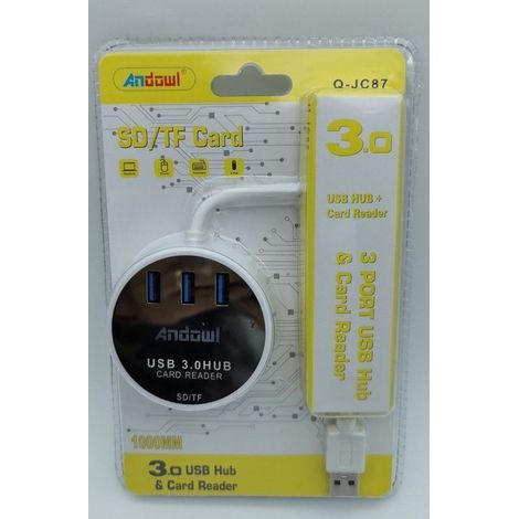 Trade Shop - USB 3.0 HUB 3 PORTS KARTENLESER USB-ANSCHLUSS FÜR PC WINDOWS MAC OS Q-JC87 - (1/5)