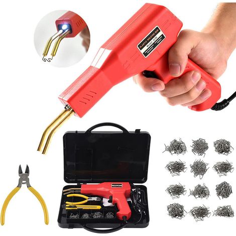 Machine à souder le plastique, pistolet de réparation, agrafeuse thermique avec 200 pièces, kit de réparation de pare-chocs de voiture、rouge (1/5)