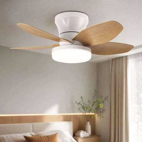 Ventilateur de plafond avec lumière, moteur silencieux à variation de vitesse, 65cm, éclairage LED tricolore, télécommande 2.4G, réversible