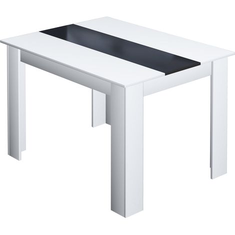Hobag – Table de salle à manger VEGAS 4 personnes 110 cm – Plateau bicolore blanc et noir – Dimensions compactes 110 x 80 x 75 cm (1/3)