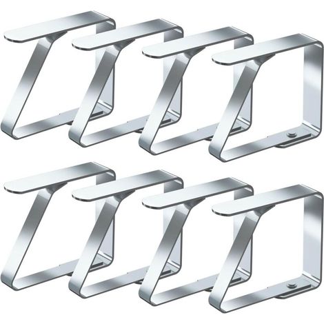 Lot de 10 pinces à nappe en acier inoxydable, fixation solide pour table intérieure et extérieure (1/5)