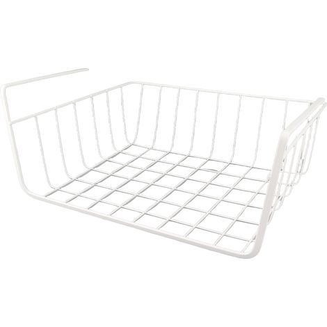 Eosnow Unter dem Regal Storage Basket Multipurpose All Metal Draht für Küchenbüro Pantry Schreibtisch Buchhandlung L Weiß