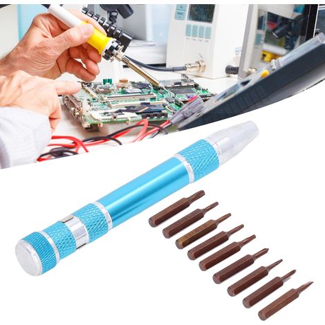 Stiftförmiger Schraubendreher mit integrierten Bits, Präzisionsschraubendreher-Set, Werkzeug zur Reparatur elektronischer Produkte, Stiftkörper aus Aluminium + Bits, 9-in-1 tragbares Werkzeugset. (1/5)