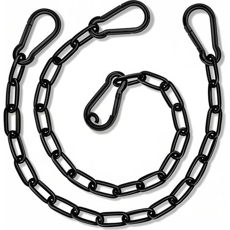 2 pièces de chaînes en acier inoxydable,Solide chaîne d'extension, Chaînes de chaîne d'acier, Chaîne de 50 cm noire,Pour les portes de clôture, les objectifs de cage pour animaux de compagnie