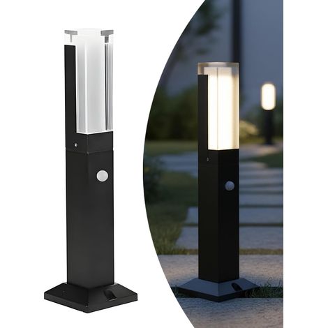 Borne Lumineuse Exterieur avec Détecteur de Mouvement, 40cm, IP65 5W LED Potelet Eclairage Exterieur, 3000K, Extinction Après 30s, Lampadaire Aluminium Noir pour Jardin Chemins Patio Entrée (1/5)