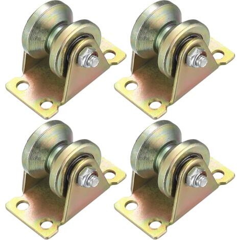 QORVA-Poulie de levage 4 pcs, roulette à Rainure en V, poulie de levage, poulie à gorge de roue, câble pour cordons, glissière de portail (roulette à Rainure en V) (poulie en V)