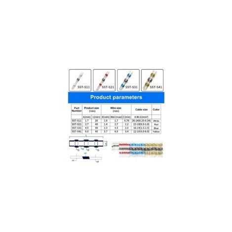 50 PCS Soudure Joint Fil Connecteurs Étanche Isolé Bornes De Fil Électrique Thermorétractable Épissure Butt pour Fil À Sertir Joint (Blanc) (Blanc) - Crezuo