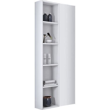 Colonna sospesa reversibile 60X22 con anta e vani a giorno Bianco Lucido