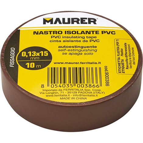 NASTRO ISOLANTE PVC MARRONE MAURER 25MTX19MM SP.0,13MM