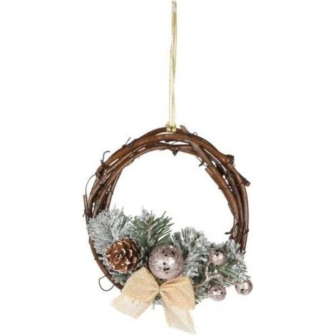 CORONA RAMAS RATAN DECORADA 15CM  AKB003040 (Venta minima 2 Unidades)