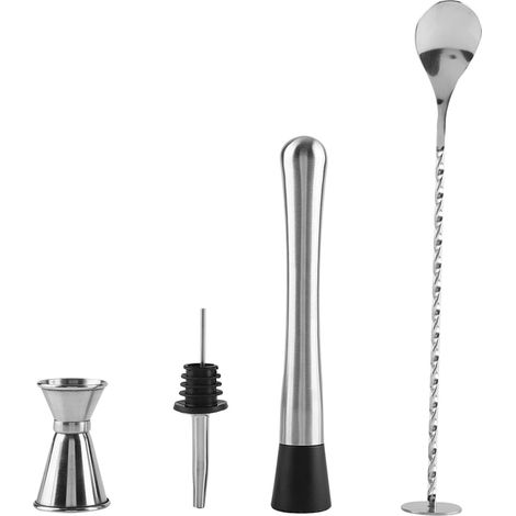 Ensemble de shaker à cocktail, kit de barman pour mélanger des boissons, ensemble de shaker à cocktail en acier inoxydable, pilon à cocktail, passoire (1/5)