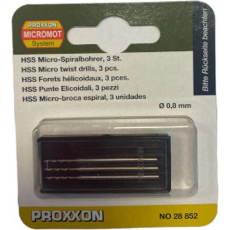 Proxxon - MICRO-Spiralbohrer (HSS-Stahl), 0,8 mm, 3 Stück - 28852