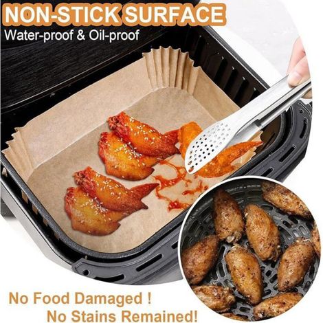 Feuille De Cuisson - Papier Sulfurisé Pour Friteuse À Air - 20 5 X 14 Cm - Bord Surélevé 4 5 Cm - 100 Pièces (1/5)